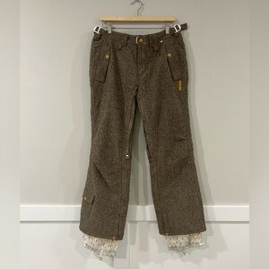 FourSquare Gold Label Tweed Ski Pants – Brown Wool Blend – Zip Ankle – Size M